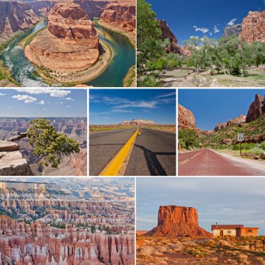West USA canyons and desert collage clipart