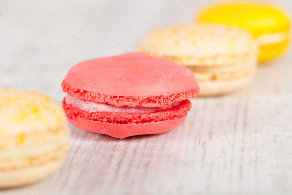 Franzosische Macarons Stockfoto C Sabinoparente