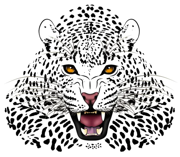 Vector leopard executed in the form of a tattoo — Stock Vector