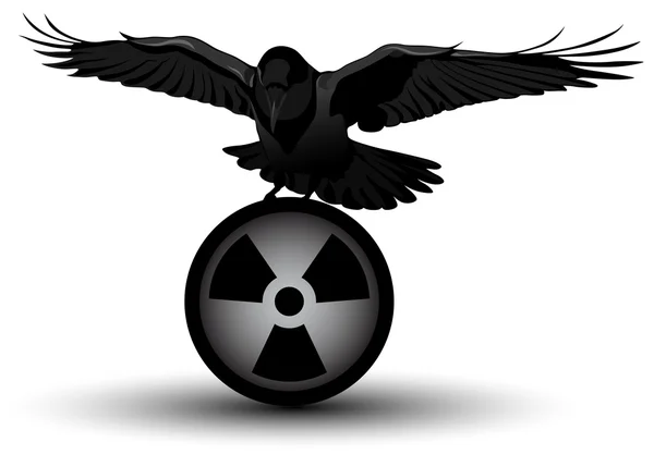 Vector image of a raven on radiation symbol — Stock Vector