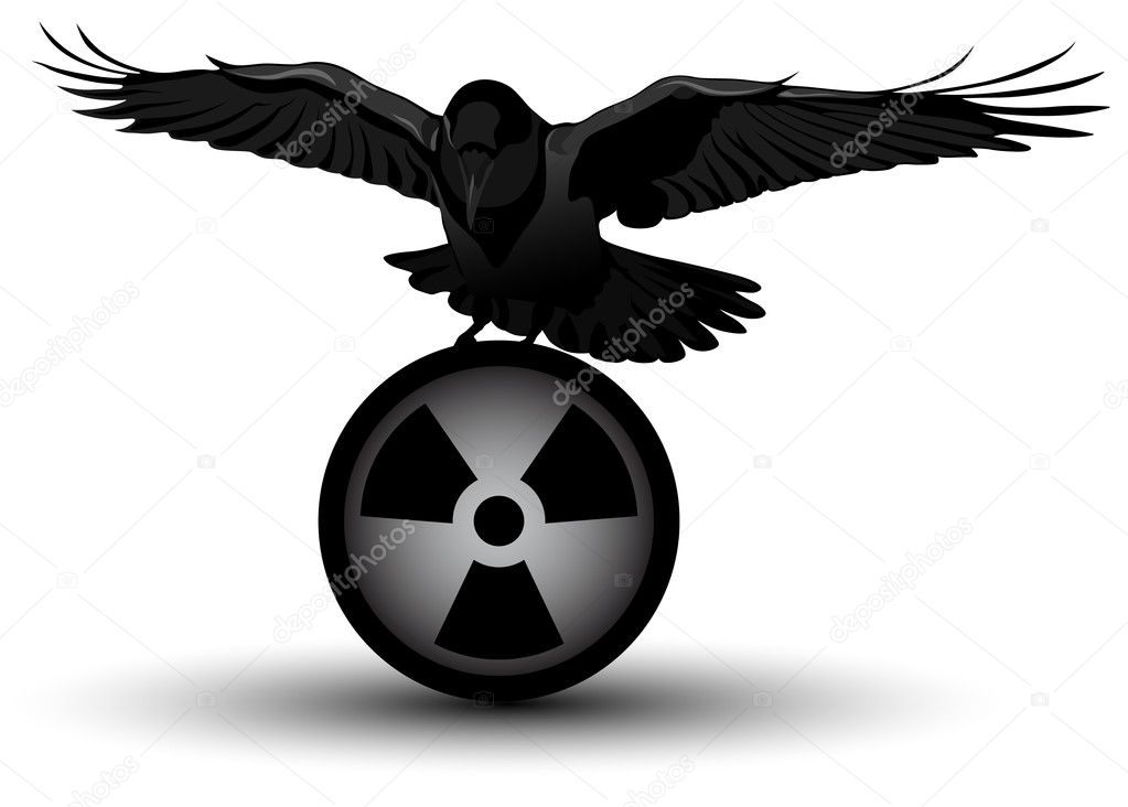 Vector image of a raven on radiation symbol
