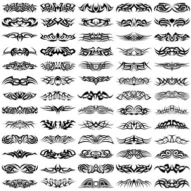 Big, vector set of tribal tattoos clipart