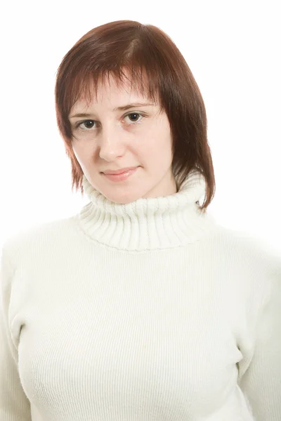 Kvinna i en vit tröja — Stockfoto