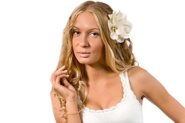 Flowers in hair — Stock Photo, Image
