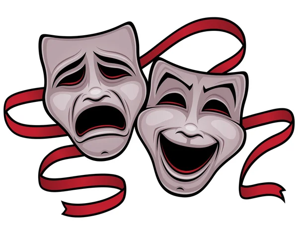 Komedie a tragédie, divadelní masky — Stockový vektor