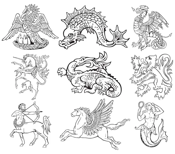 Heraldikai szörnyek vol VII. — Stock Vector