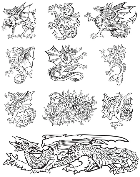 Monstruos heráldicos vol X — Archivo Imágenes Vectoriales