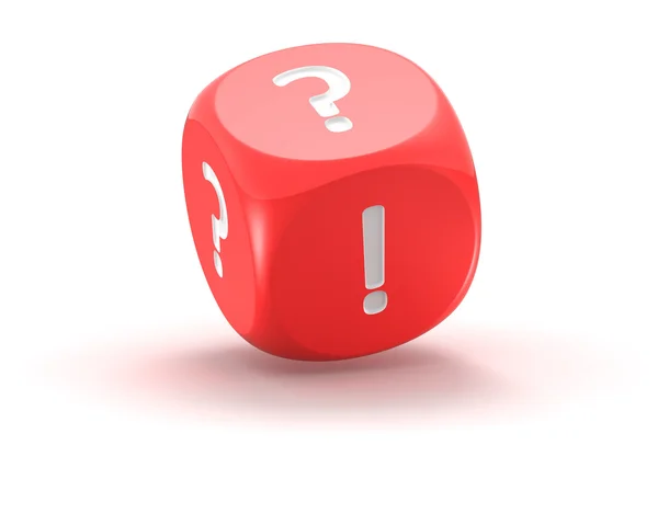Dice with exclamation mark and question mark — Stock Photo, Image