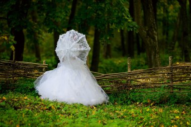 Bride in nature clipart