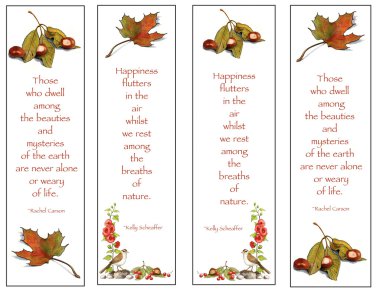 Four Bookmarks: Nature Theme: Hand-Drawn clipart