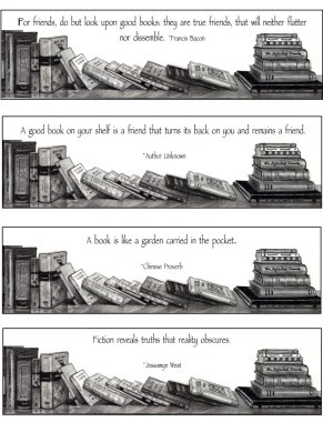 Bookmarks: Pencil Drawing with Quotes For Book Lovers clipart