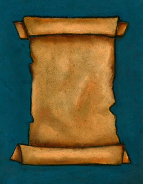 Pastel Painting of Old Scroll on Deep Blue Background — Stock Photo, Image
