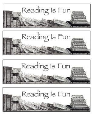 Bookmarks: Reading is Fun: Pencil Drawing of Books clipart