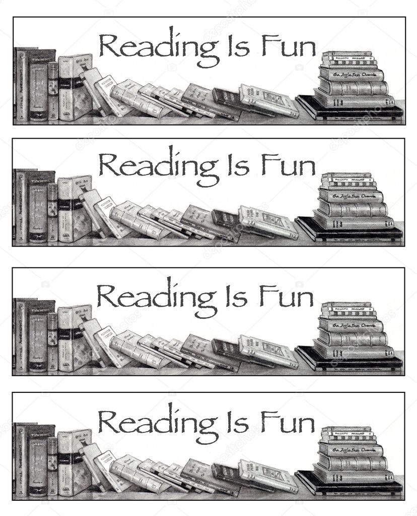 Bookmarks: Reading is Fun: Pencil Drawing of Books