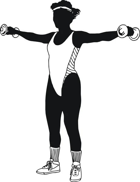 Musta i valkoinen kuva naisesta voimistelemassa — kuvapankkivalokuva