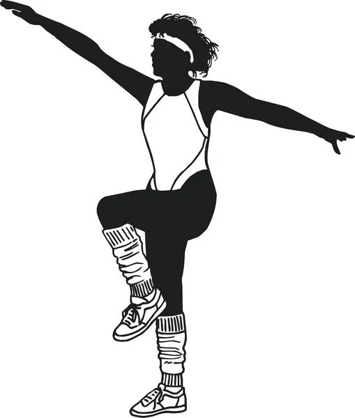 Black i white illustration of a woman doing gymnastics — Stock Photo, Image