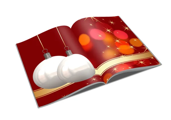 3d Illustration isolée boules de Noël livre d'image — Photo