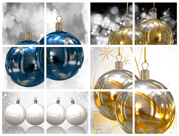 Boules de Noël fond de collage — Photo