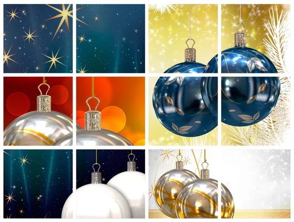 Різдвяні кульки колаж фон — стокове фото
