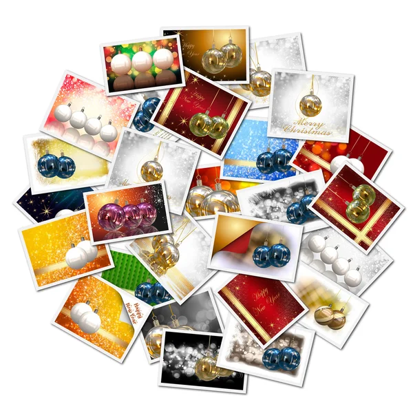 3d isola illustrazione di palle di Natale collage sfondo — Foto Stock