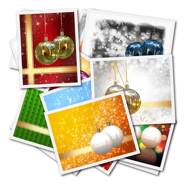 3D christmas bollar collage bakgrund — Stockfoto