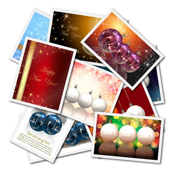 3D christmas bollar collage bakgrund — Stockfoto