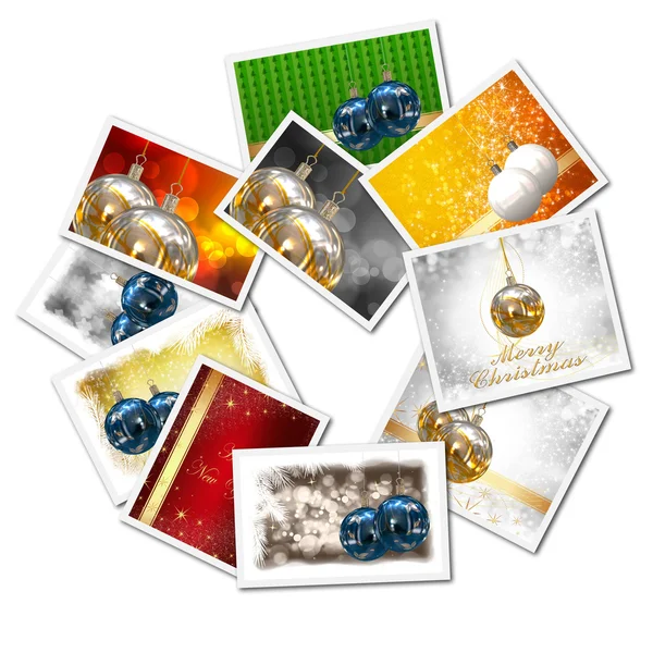 3D-Kerstmis ballen collage achtergrond — Stockfoto