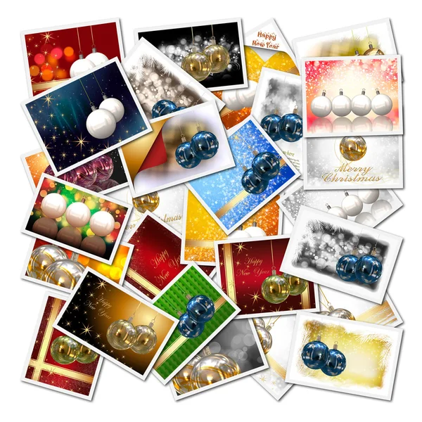 3d bolas de Navidad collage fondo — Foto de Stock