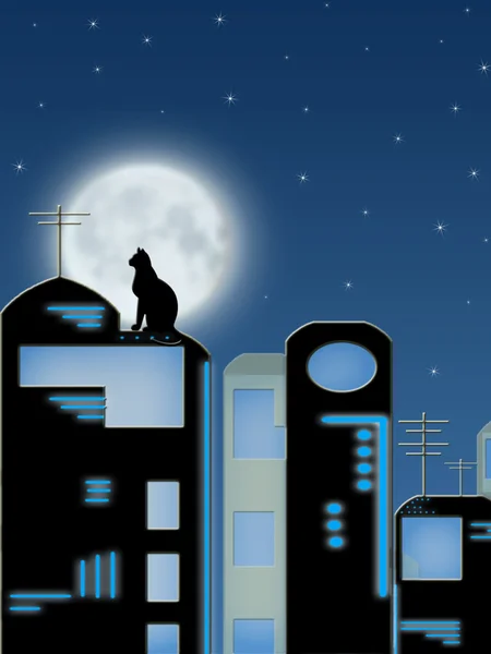 Az éjszakai város tetők — Stock Fotó
