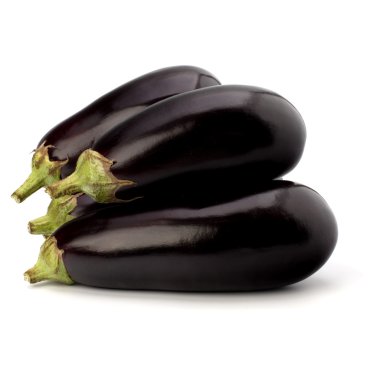 Eggplants isolated on white background close up clipart