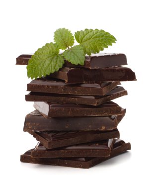 Chocolate bars stack and mint leaf clipart