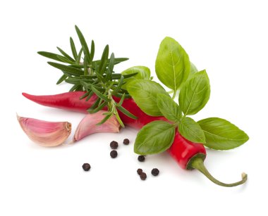 Chili pepper and flavoring herbs clipart