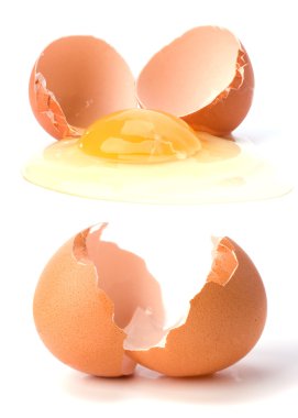 Broken egg and empty eggshell clipart