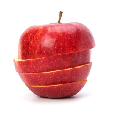 Beyaz arka plan üzerinde izole dilimlenmiş elma