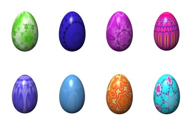 Paskalya yumurtaları üzerine beyaz izole