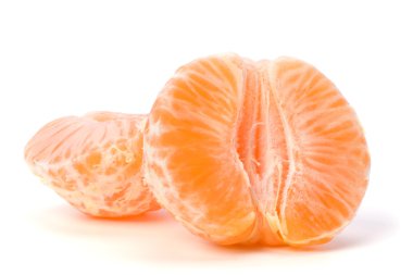 Peeled mandarin segments isolated on white background clipart