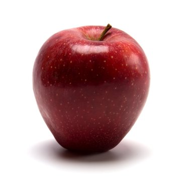 Beyaz arkaplanda kırmızı elma izole edildi