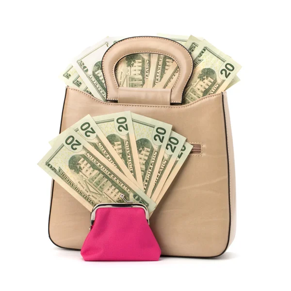 Glamour-Handtasche voller Geld — Stockfoto