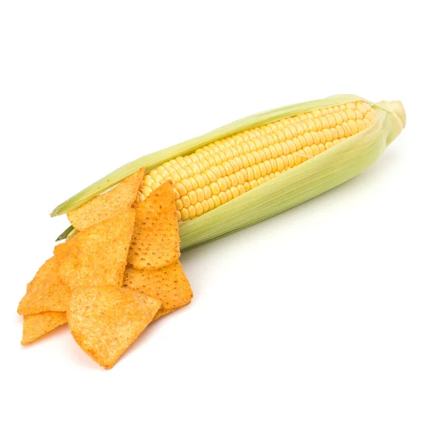 Mazorca de maíz y chips de maíz — Foto de Stock
