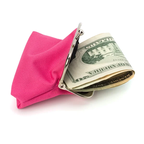 Glamour purse fill with money — Stock Photo, Image