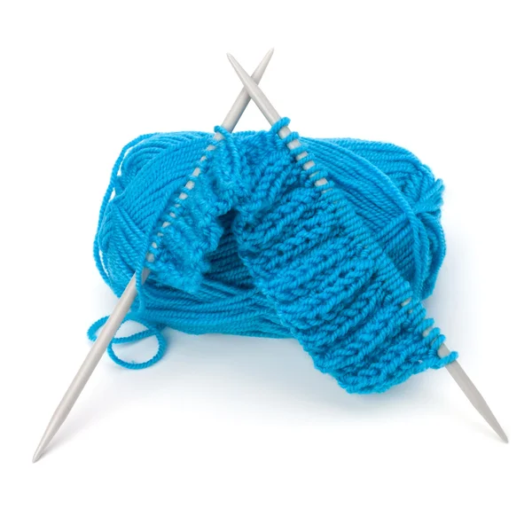 Woollen thread and knitting needle. Needlework accessories. — Stock Photo, Image