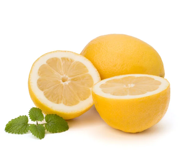 Citron- og citronmynteblade isoleret på hvid baggrund - Stock-foto