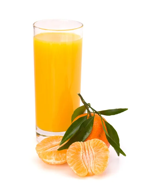 Tangerine and juice glass — Stock Photo, Image