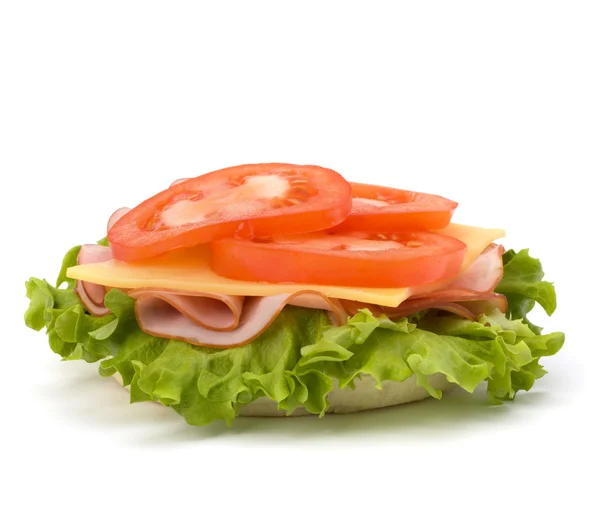 stock image Healthy open sandwich with lettuce, tomato, smoked ham and chees