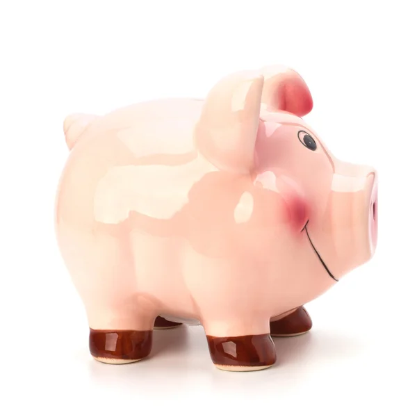 Gelukkige piggy bank geïsoleerd op witte achtergrond — Stockfoto