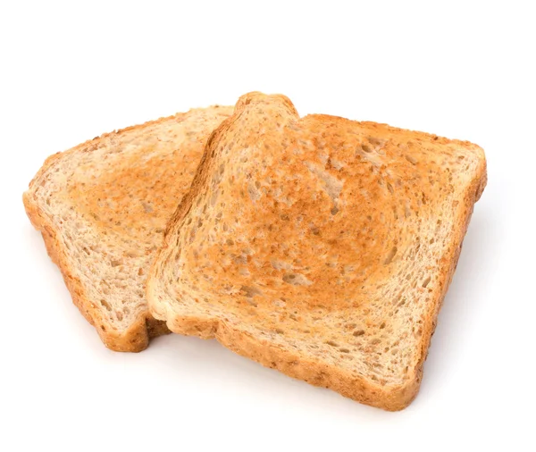 Chleb chrupki tosty kromka na białym tle — Zdjęcie stockowe