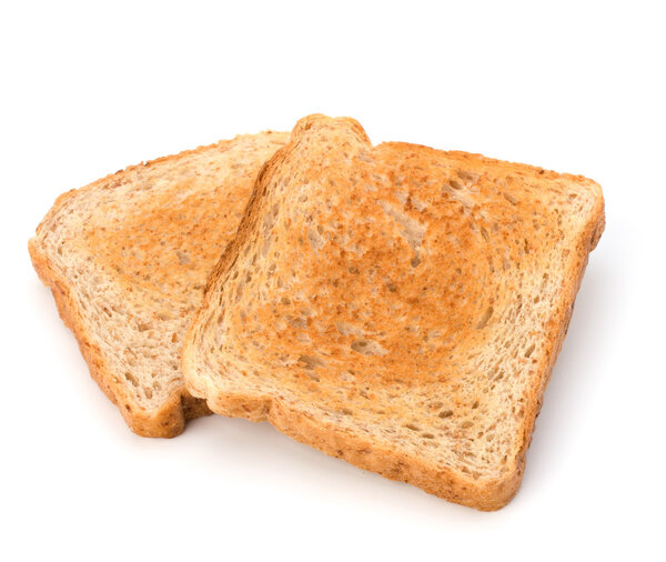 Crusty bread toast slice isolated on white background