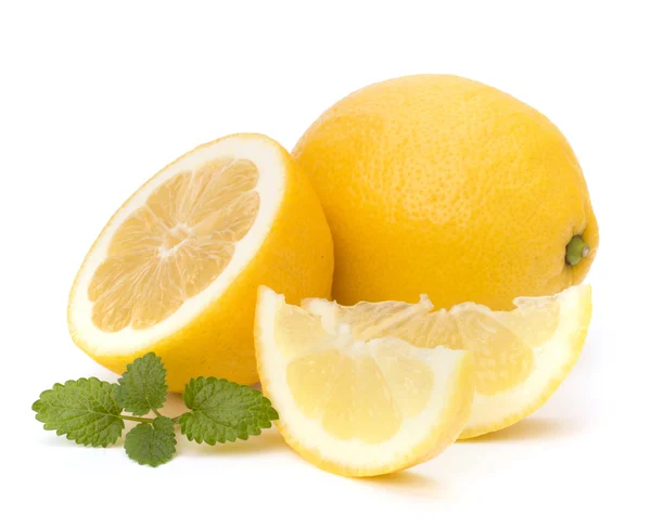 Limone e cedro foglia di menta isolato su sfondo bianco — Foto Stock