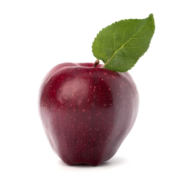 Manzana roja dulce con hoja verde —  Fotos de Stock