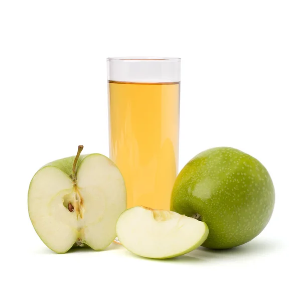Яблочный сок в стекле и яблоке — стоковое фото